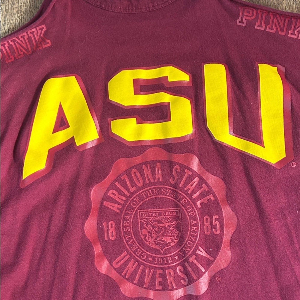 PINK Victoria's Secret Maroon And Yellow Arizona State University Cold Shoulder - Picture 5 of 11